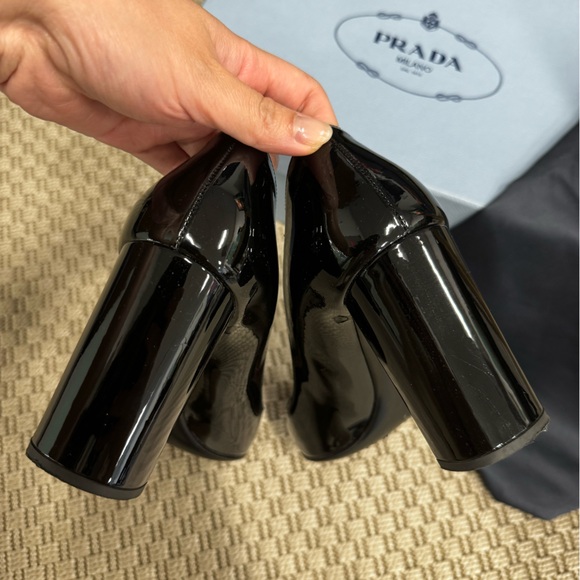 Prada Black Patent Round Toe Pumps - Picture 7 of 10